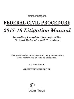 cover image of Federal Civil Procedure Litigation Manual
